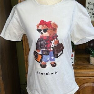 White Bear Graphic Shopaholic Women's Tee Medium
